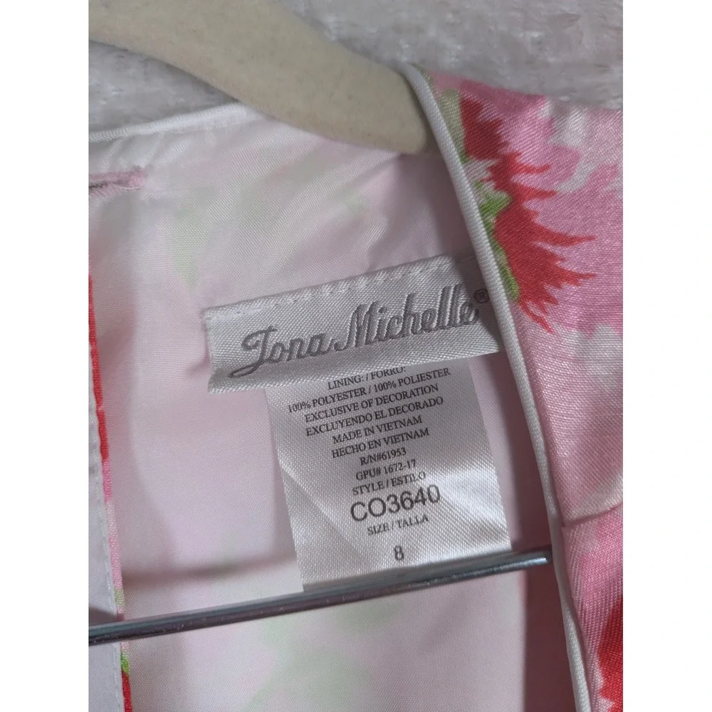 Jona Michelle Floral Dress Girl's Size 8 Pink 3D Flower Bow Back Party